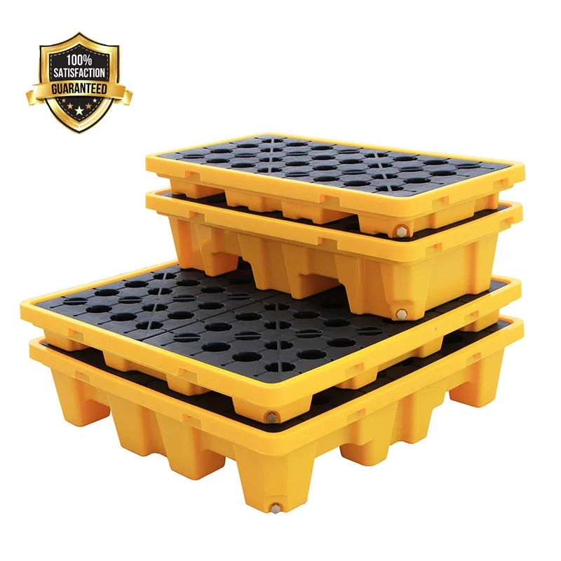 K01 Plasitc Chemical Storage Leakproof Poly 4 Drums Oil  Ibc Tote Spill Pallet With Drain