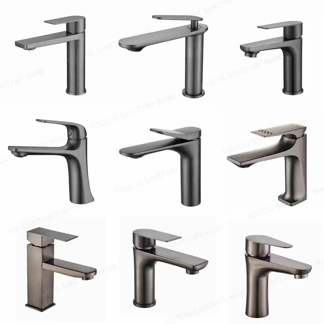Hot sale Gun grey cold and hot faucet counter top basin deck mounted grey faucet hydro valve water filter tap