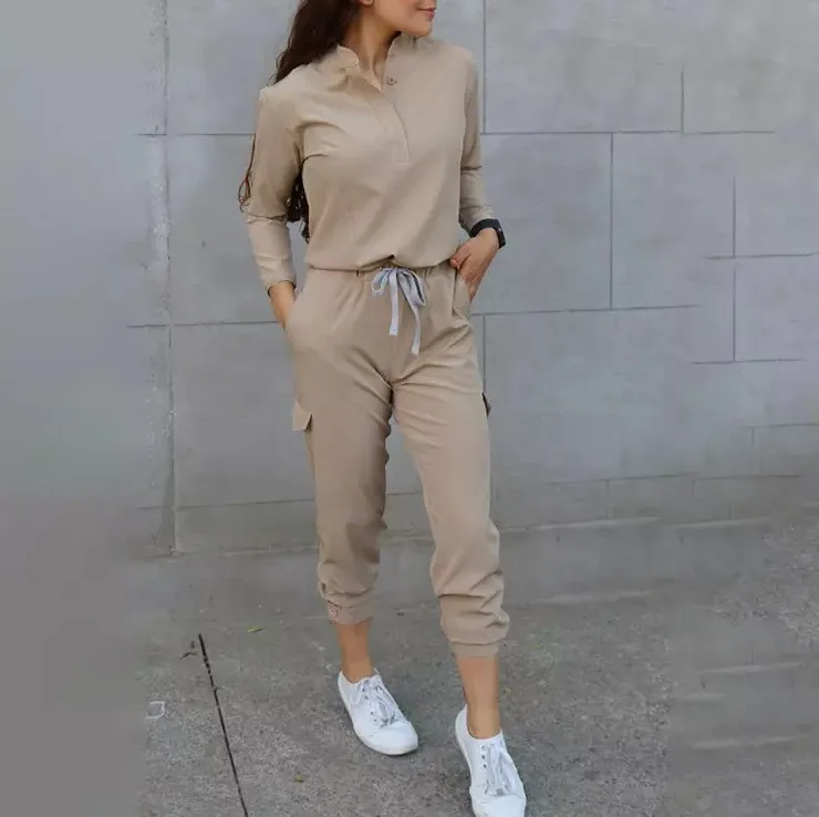 Modern Athletic Spandex Rayon Long Sleeve Scrub Uniform Nurse Jogger Pants Scrubs Sets