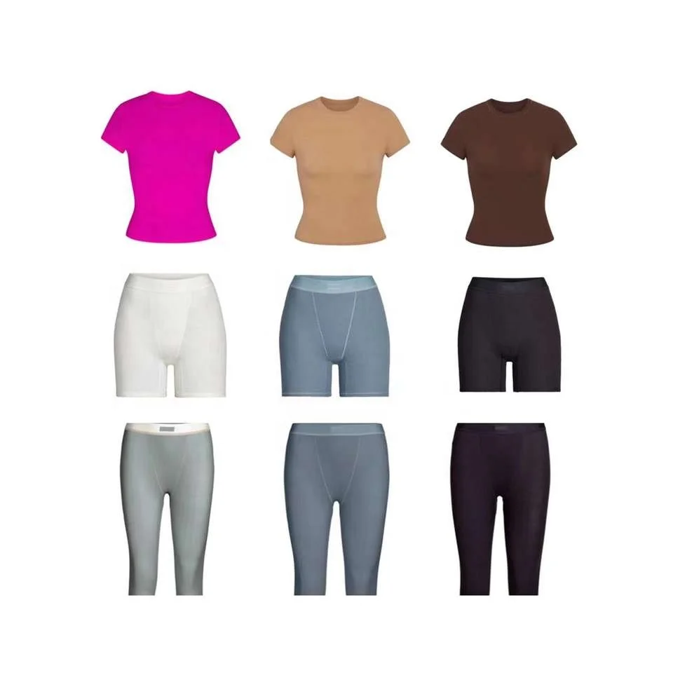 Custom Lounge Wear Comfy Cotton Ribbed Jersey Loungewear Women Sets Pink Skims Lounge Wear Two Piece Set Women Clothing