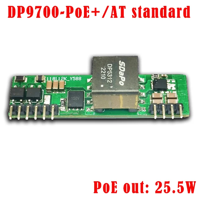 PoE+ PD module, DP9700 IP Camera Application PoE Module IEEE802.3 at standard PCB Board DC24V/1A, 12V/2A, 5V/4A