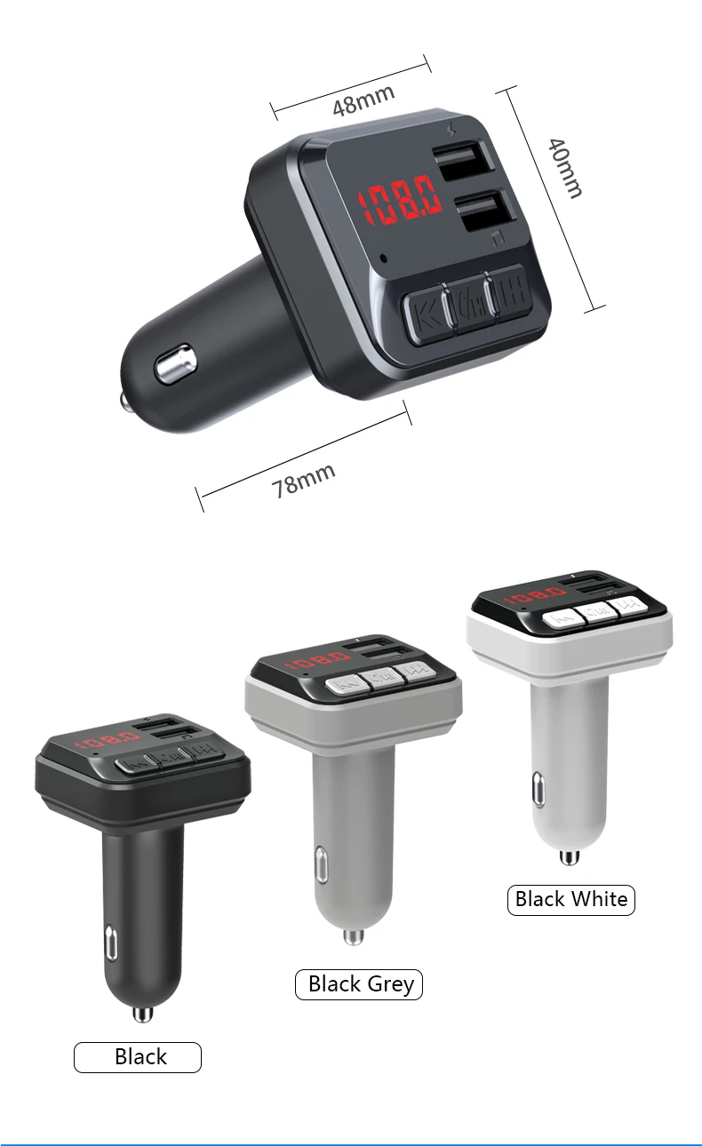 Factory direct FM audio converter MP4 player dual USB interface car phone charger