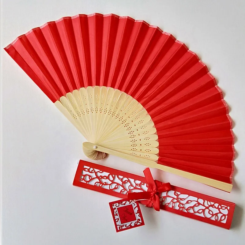Custom Bamboo Craft Hand Fan Sale For Women White Black Pink Color Silk Wedding Fan Favor Personalized Bridal Baby Shower Gifts