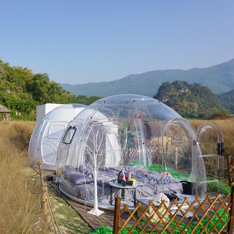 Dome Insulation Tents Comfortable Transparent Hotel Glamping Tent Dome Geodesic Inflatable Bubble Tent Fiberglass Dome For Sale