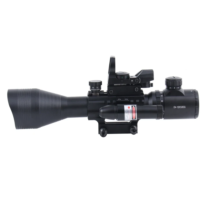 
Tactical Optics C4-12X50EG AR15 Rifle Scope Dual illuminated Mil-dot Reticle Holographic Dot 