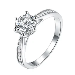 Simple S925 Sterling Silver Couple Four Claws One Carat moissanite engagement ring diamond