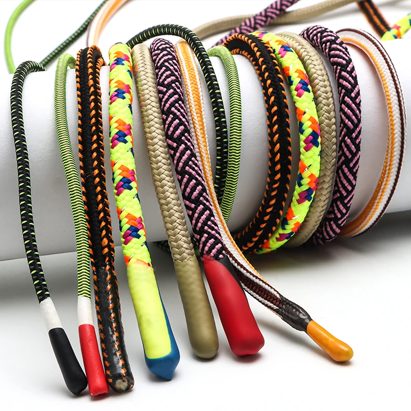 Factory Direct Double Braided Custom Shorts Round Silicone End Colorful Ends Polyester Shoelaces Drawstring Cord for Bag Garment