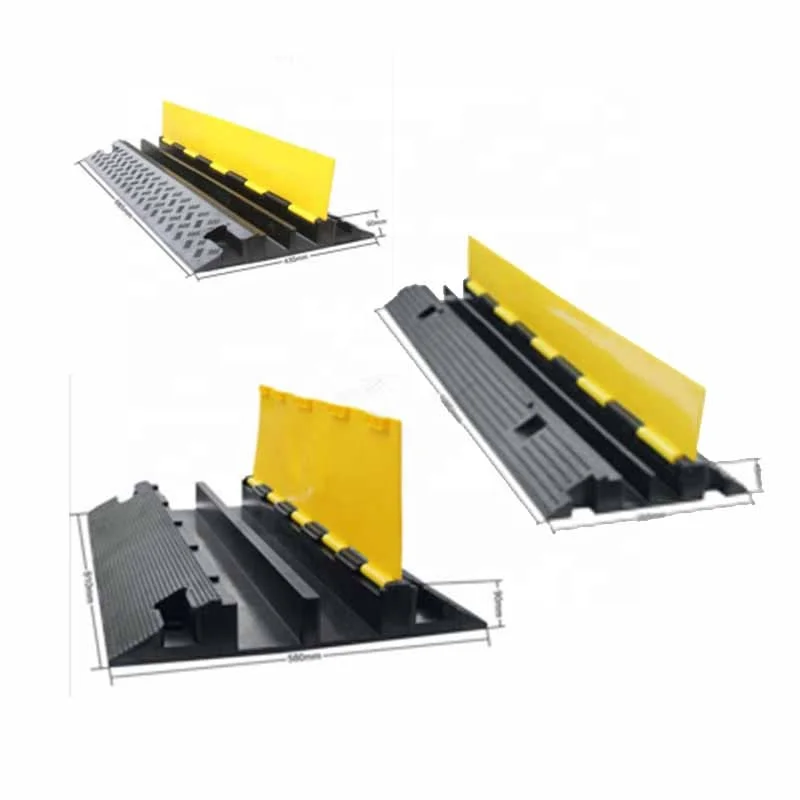 Yellow Cable Protector Ramp with 2 Channels,Rubber wire Cable Protector,Rubber Cable Ramp Hose/Cable Protector Ramp