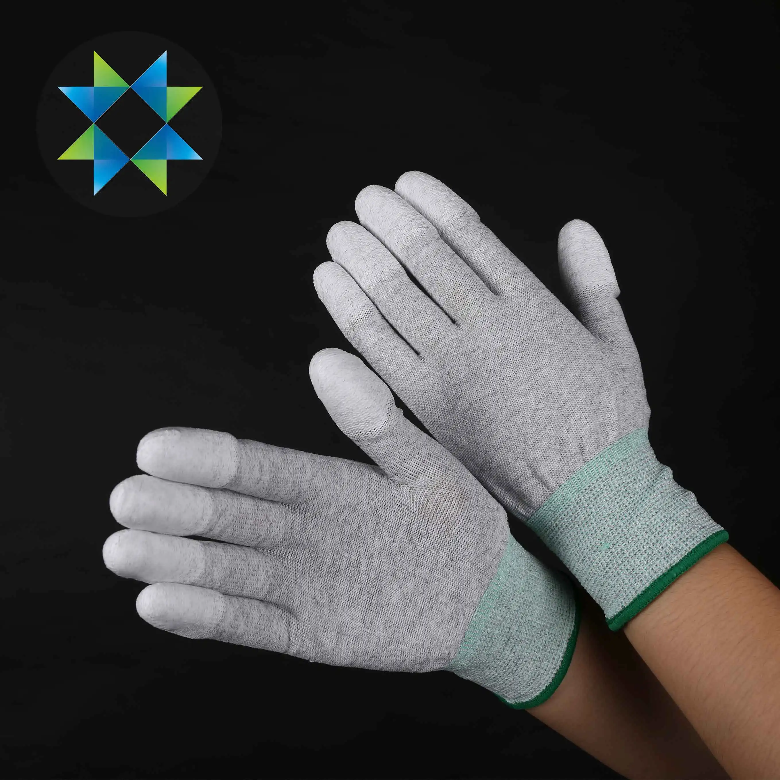 SKPURE carbon fiber antistatic material pu nitrile coated palm fit finger top fit Cleanroom glove ESD glove