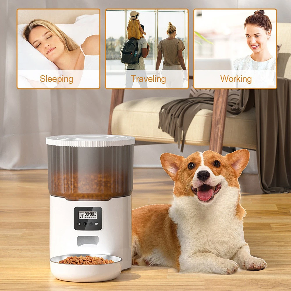 New pet automatic feeder black smart cat feeding machine WIFI remote video no card food pet bowl