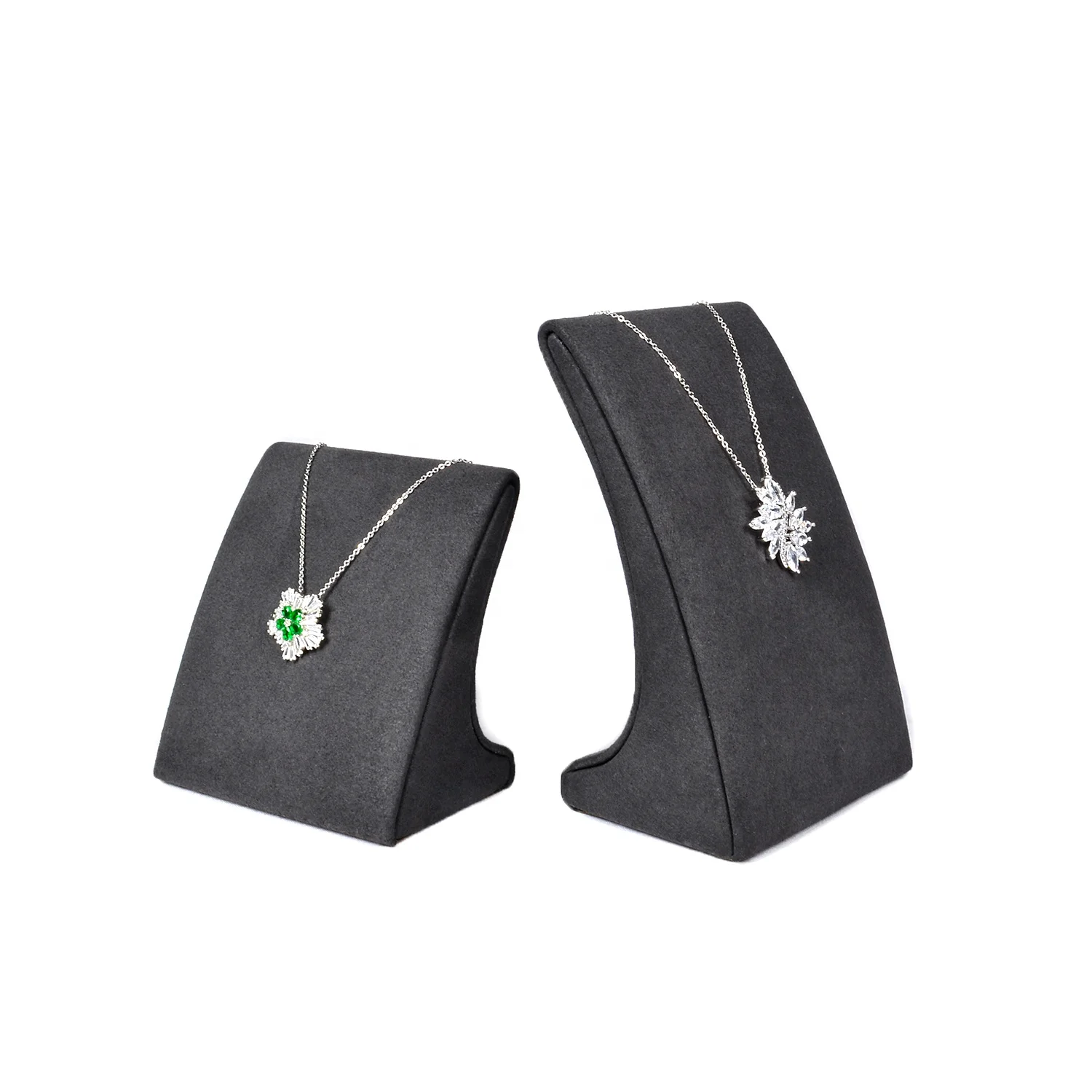Custom Gray Microfiber Pendant Necklace Holder Stand Display For Jewelry Shops Jewelry Packaging Display Cases & Displays