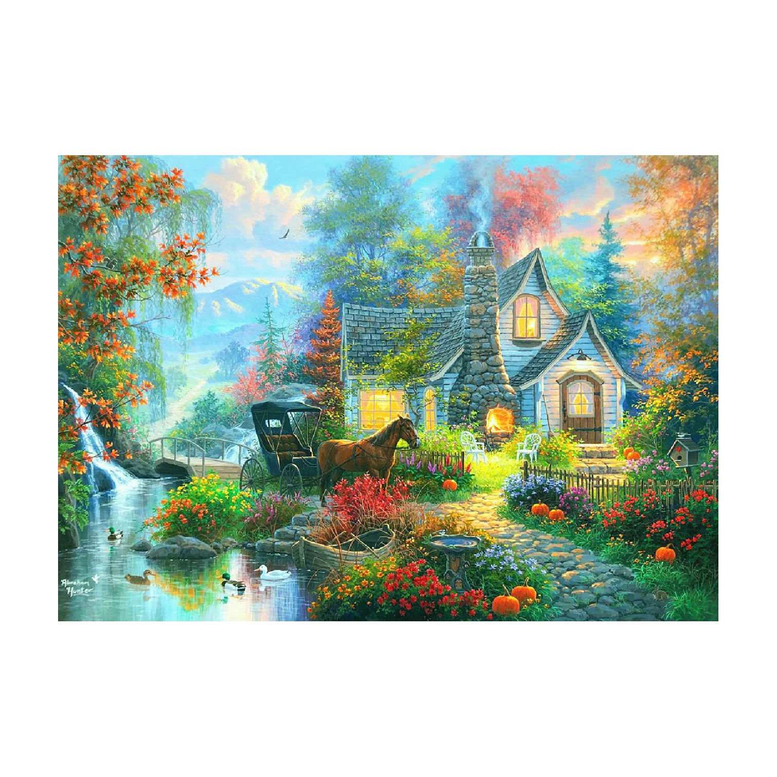 Wholesale factory diamond painting kids Forest Cabin On Canvas Home Decoration diamond art