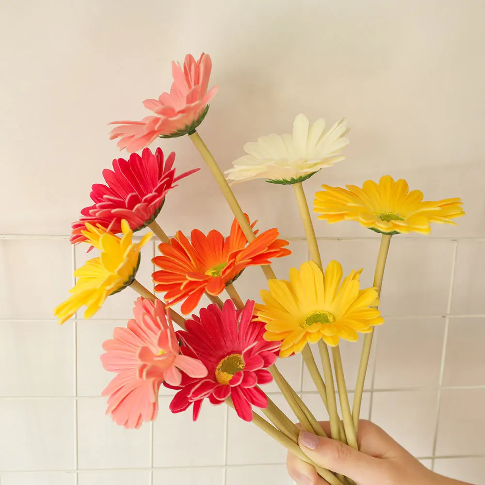 High Quality Artificial Pu Gerbera Daisy Flower Real Touch For Home Wedding Decoration Table Center Piece Flower