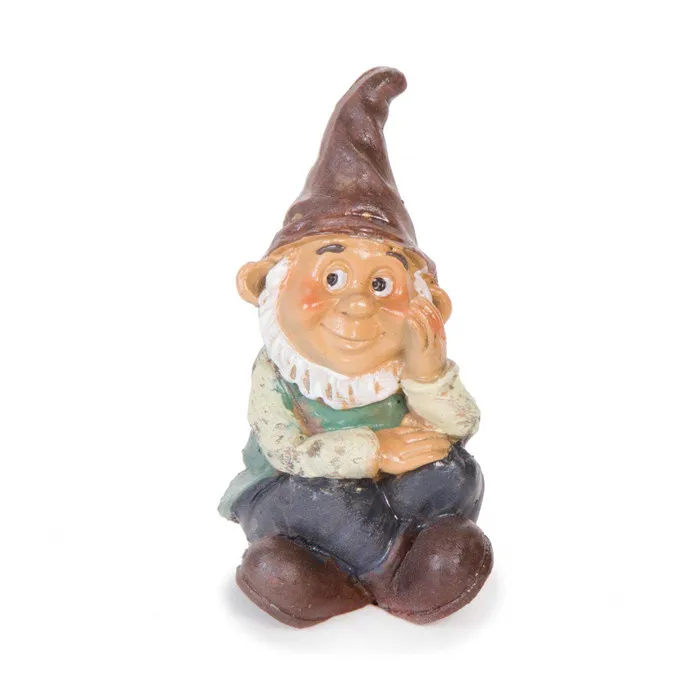 Polyresin/resin Garden Dwarf Miniature Fairy Gnome Set Tiny Sleeping Sitting Little Man Bird on Hat
