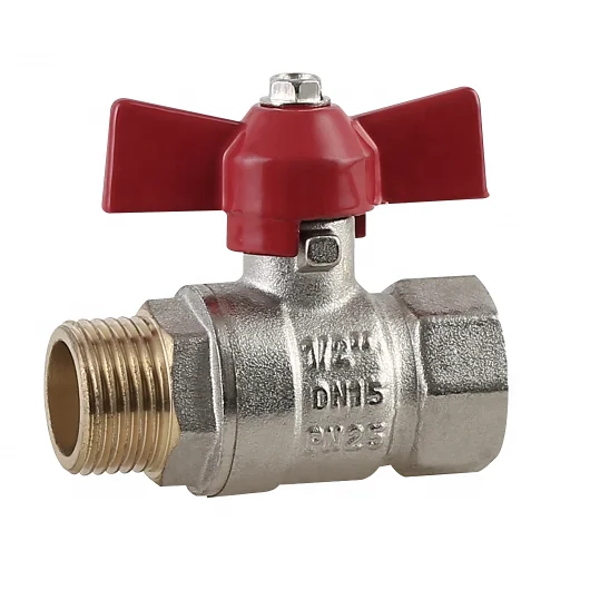 1/2 inch 3/4 inch 1 inch Female Male PN25 Brass Ball Valve with Red Butterfly Handle