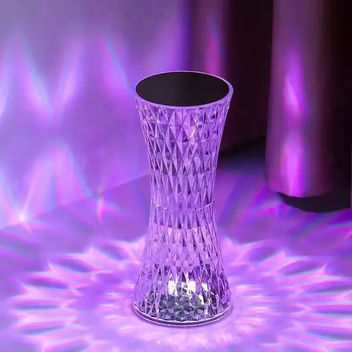 Led Crystal Table Lamp Rechargeable Touch Colorful Atmosphere Light Night Crystal Led Desk Lamp Rose Night Lights For Gift