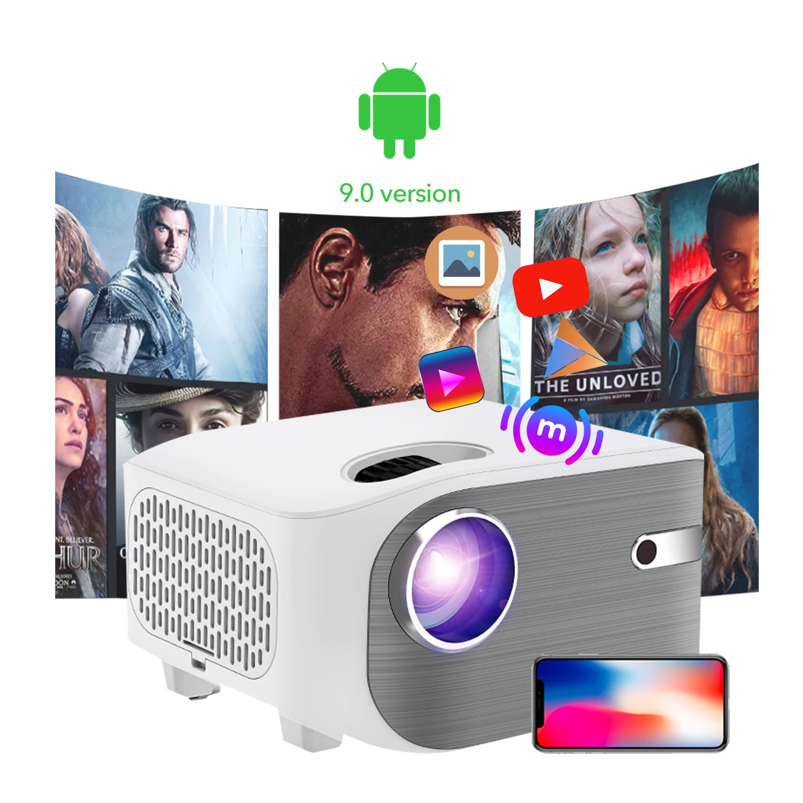 Проектор для домашнего кинотеатра VEEMI T01 4k с поддержкой Android 9,0 версия, проектор с ЖК-дисплеем, умный HD-проектор 1080P, родной