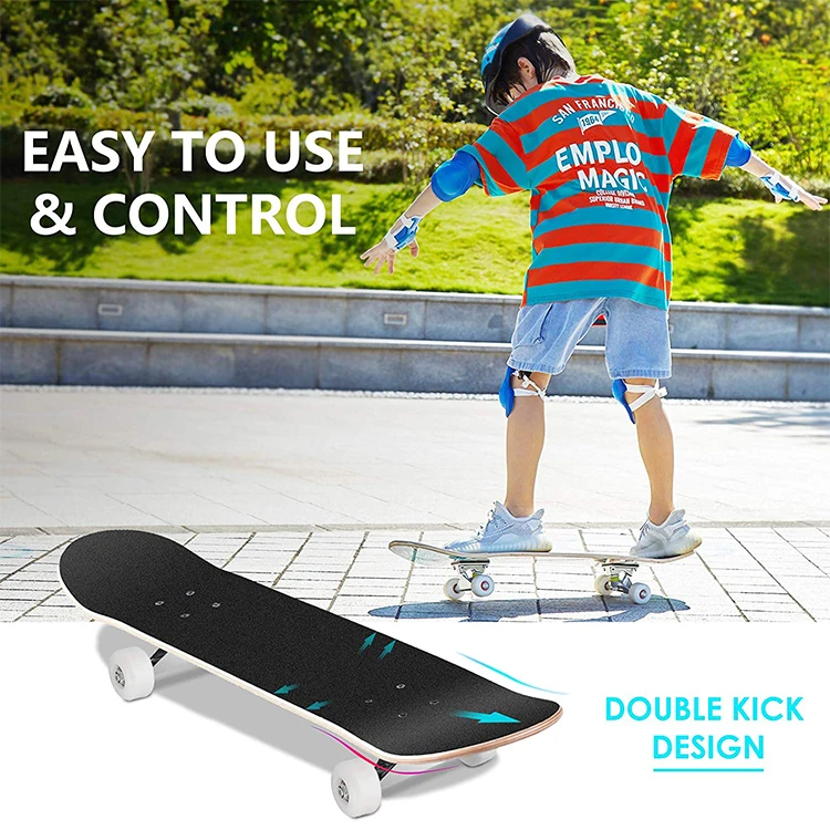 
Wholesale Custom Print PU Casting Skateboard Wheels Non-slip 7-ply Maple Plywood Skate Board 