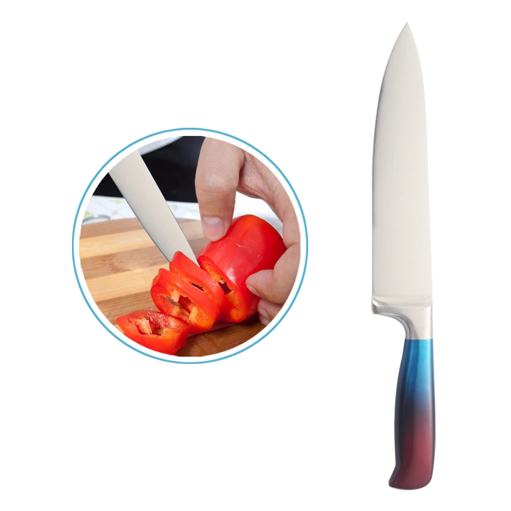 Hot sale stainless steel kitchen knife set chef knife with double color handle