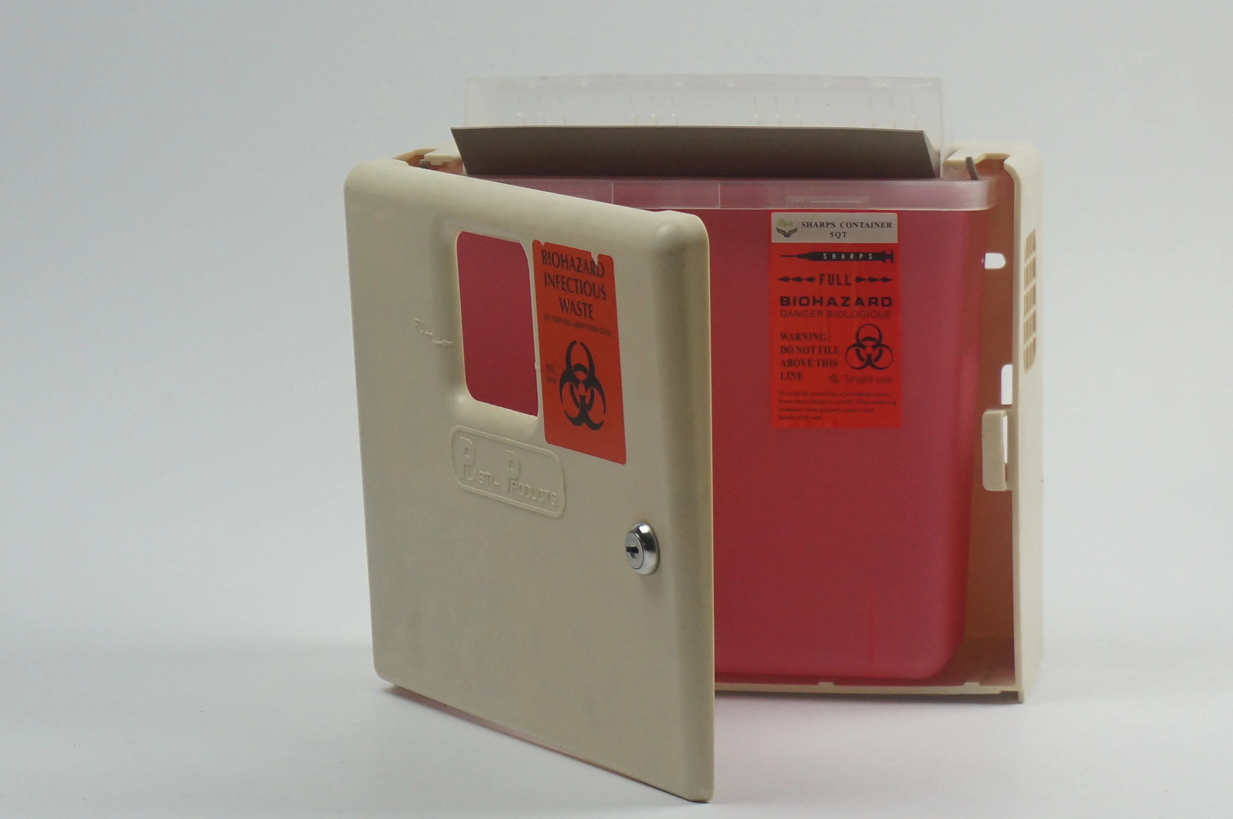 Wall Mount Biohazard 1qt 1gallon 5qt Disposable Sharp Container for Medical Needles Syringes Collection