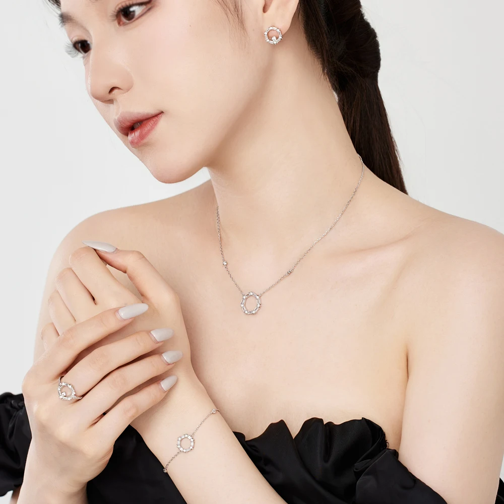 Dylam Jewelry Manufacturer Wholesale 925 Sterling Silver Rhodium Gold Plated Link Chain 5A Zirconia Hexagon Pendant Necklaces