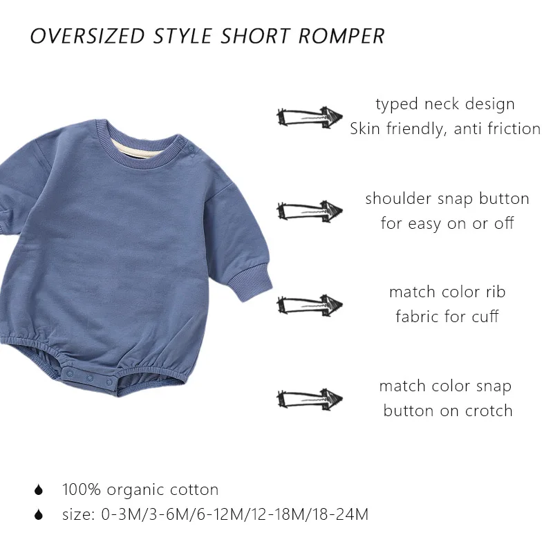 2024 New Baby Boutique Romper 100% Organic Cotton Solid Sweater Long Sleeved Baby Rompers 0-3 months