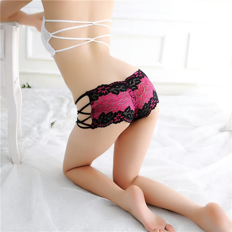 Gay Underwear Low Waist Lace Hollow Out Strappy Sissy Panties For Mens Underwear