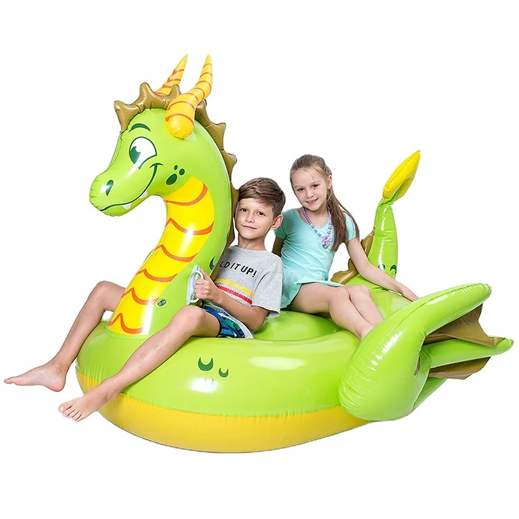 heavy duty vinyl inflatable storybook dragon pool float durable water lounge island swim party toys for adults & kids
