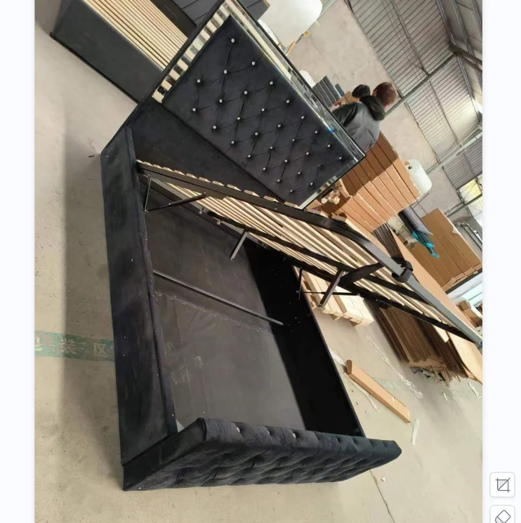 Stock New Design Latest Hotel Home Bedroom Furniture Modern Italy Style King Queen Size Double Upholstered Luxury Gas Lift Bed