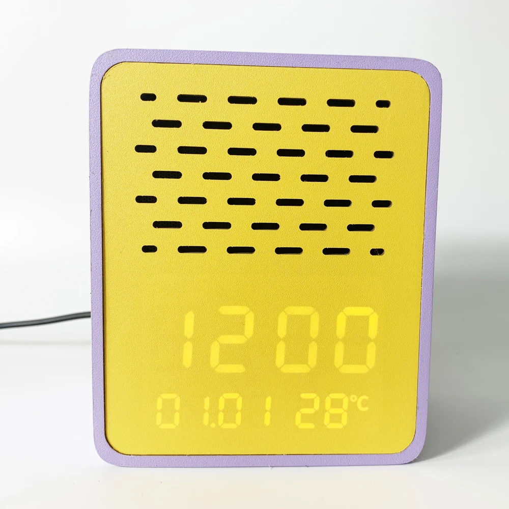 2023 Trend Evertop Eco-Friendly INS Clock Speaker Colorful Wooden  BT Portable Wireless LED Alarm Clock Speaker
