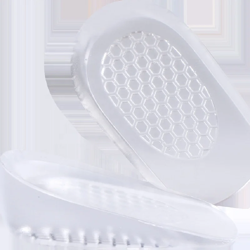 Hot Selling Unisex Foot Care Shock Absorption Height Increase Silicone Foot Half Shoe Pad Transparent Soft Gel Insole Heel Cup