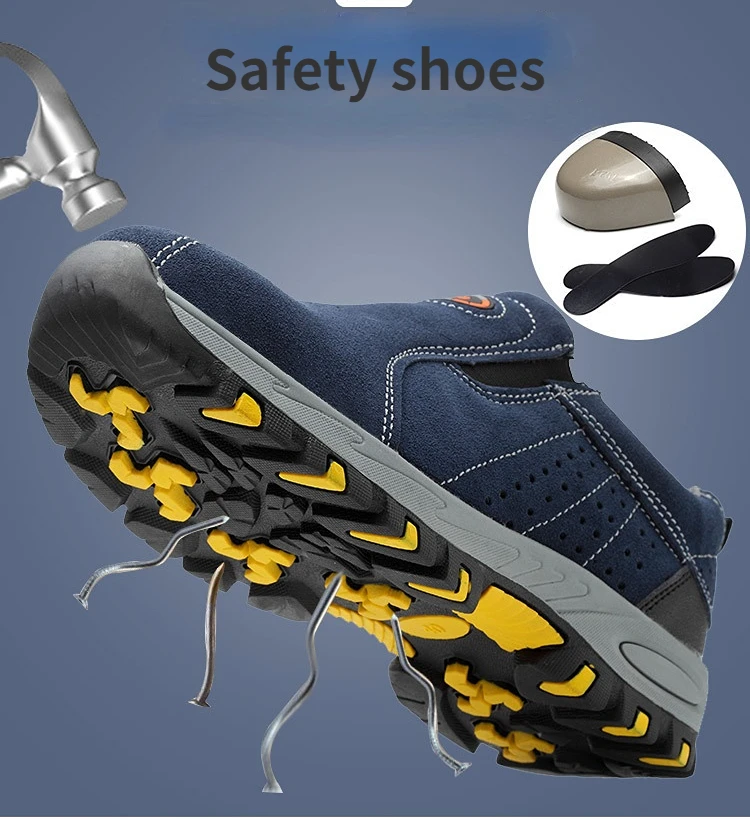 Wholesale Hot Selling Genuine Leather Upper Steel Toe  Anti Impact Anti Slip Safety Shoes Without Lace
