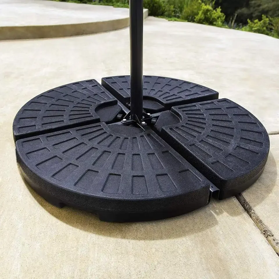 4pcs Factory Sales Outdoor Beach Plastic Water Filled Market Cantilever Parasol Plastic Patio Umbrella And Base