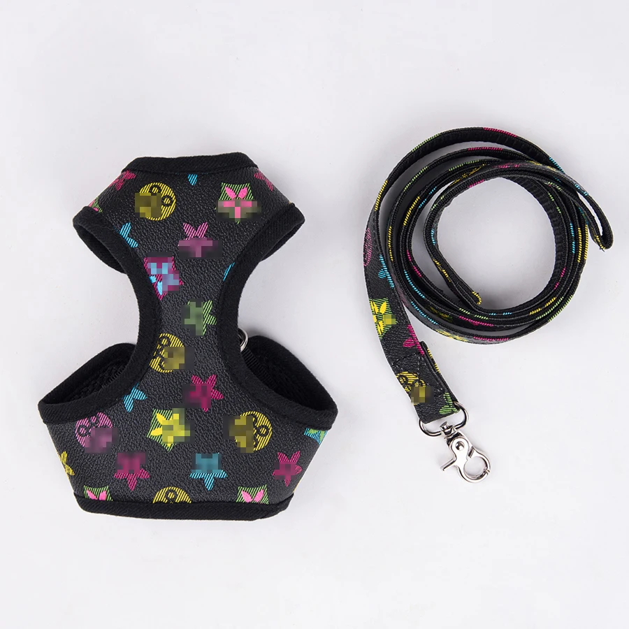 Luxury dog supplies designer fashion puppy harness and leash set pet vest harness
