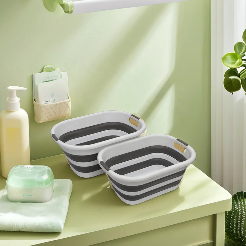 40L Foldable & Portable Collapsible laundri basket Rectangle Plastic Laundri Bin for Home Use