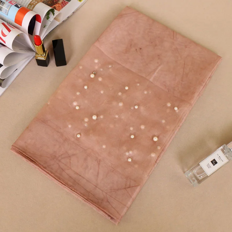 Wholesale most beautiful organza shawl lace Women printed Long silk Pearl Scarf Muslim Hijab arab hijab fashion arabic scarfs