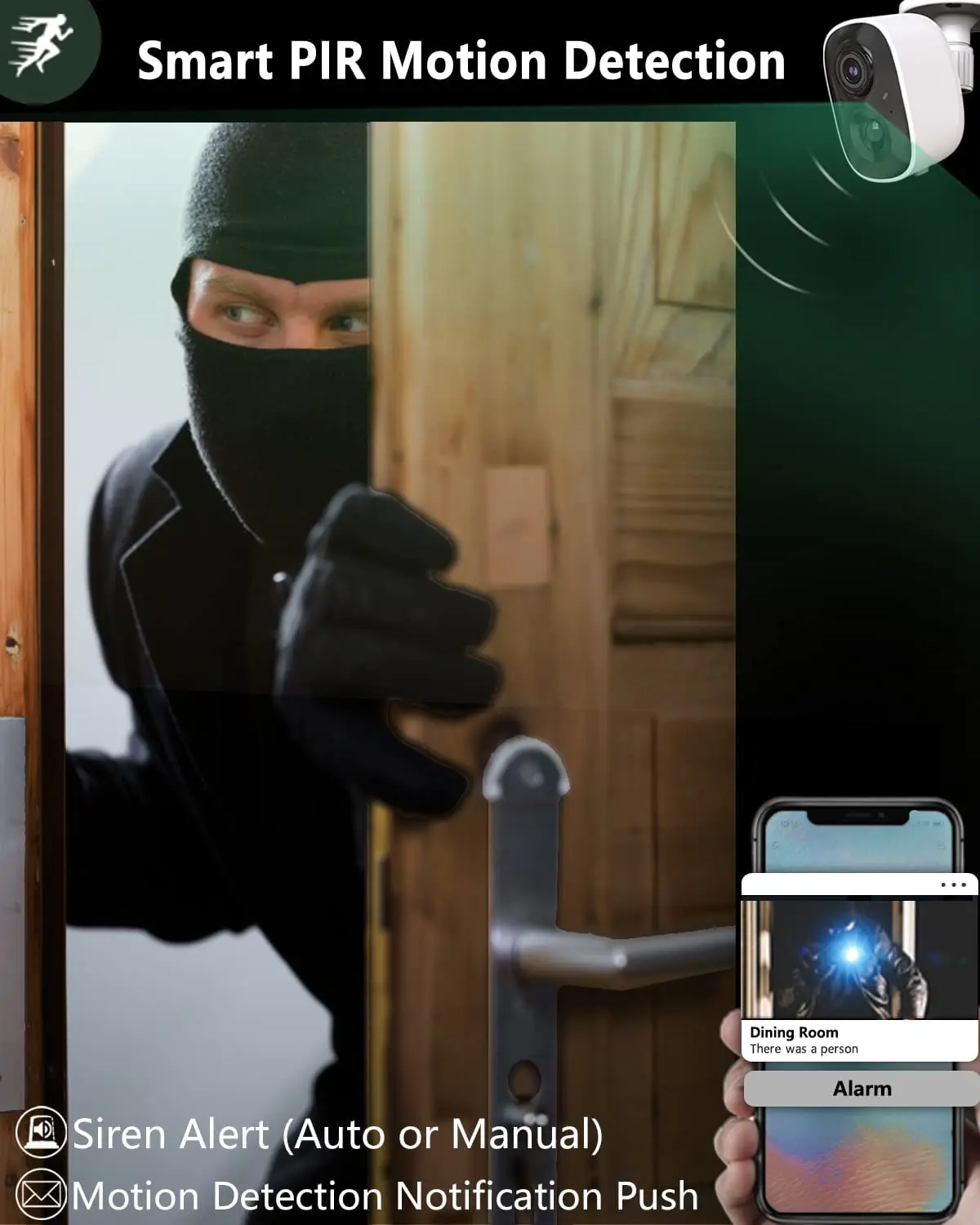 Security Camera Outdoor, Wireless Rechargeable Battery Powered 1080P HD WiFi IP Home Surveillance Cameras, Indoor Smart Cam SD