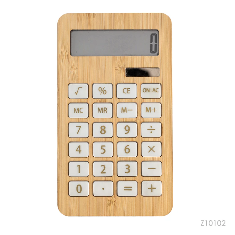 ECO-Friednly Natural Bamboo Wooden Solar Calculator Standard Function Desktop Calculator