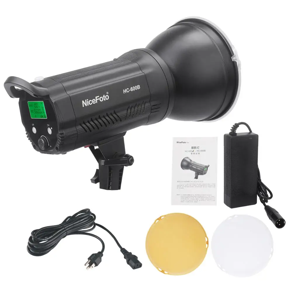 NiceFoto HC-600B LED Video Light Lamp FSK 2.4G Remote Control CRI95+ Adjustable Brightness Color Filters for Studio Photography