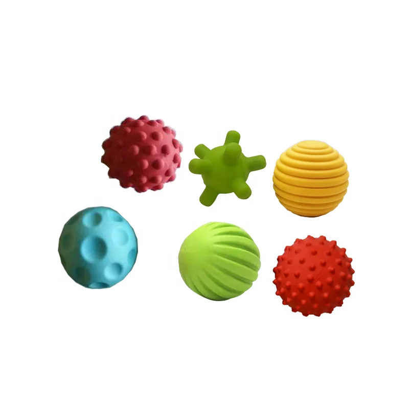 Natural organic color non-toxic safe rubber baby molar teether ball toy set