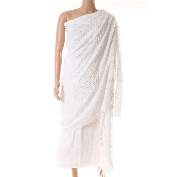 China Wholesale White Polyester Microfiber Muslim Ihram Clothing Hajj Towel