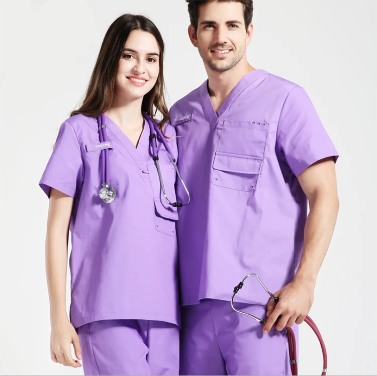 Best Selling Multi-pockets Unisex Hospital Uniforms Scrub Sets Private Label Healthcare Medical Nurse Scrubs Suits