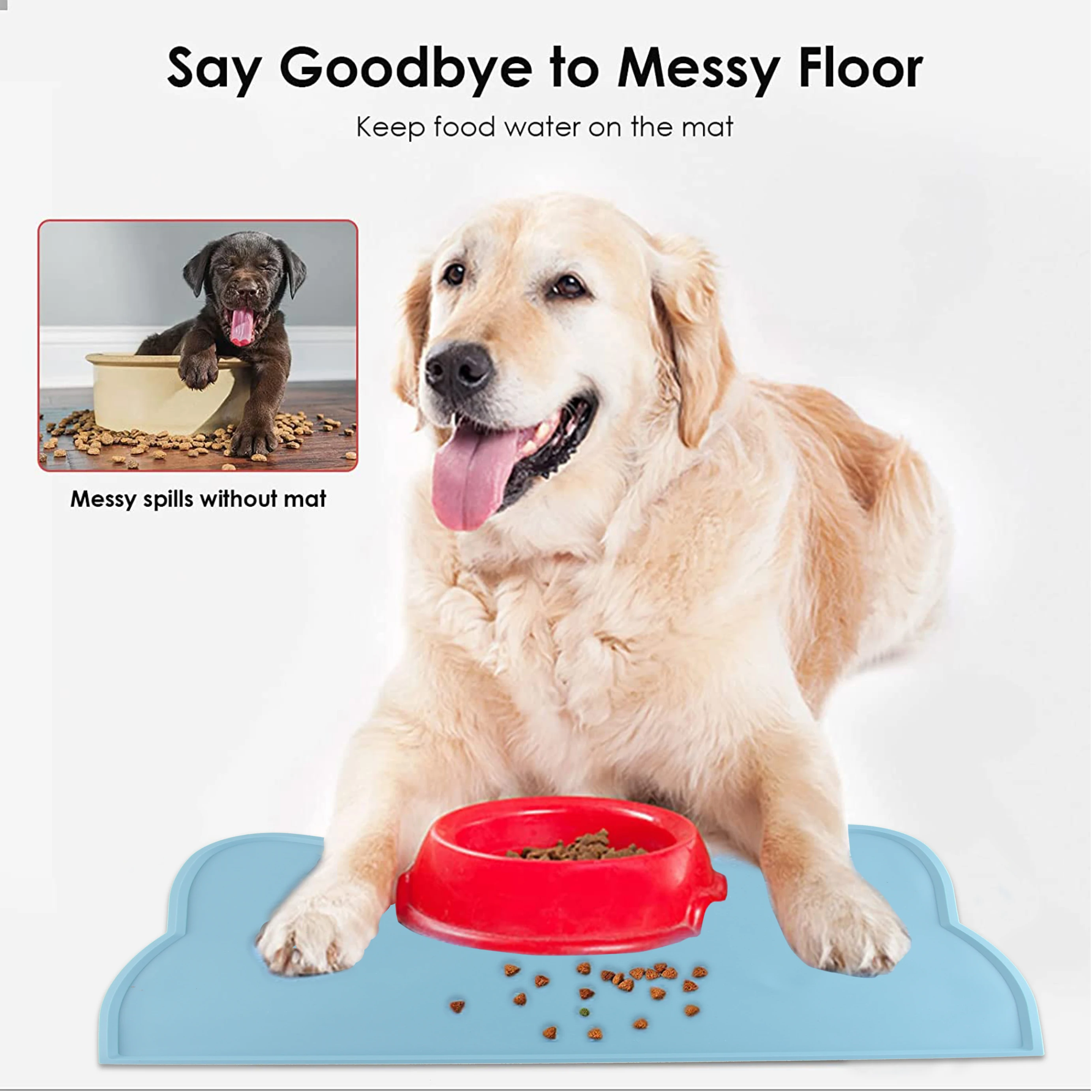 Non-stick Customized Waterproof Silicone Cat Dog Pet Food Mat Silicone Pet Feeding Mat