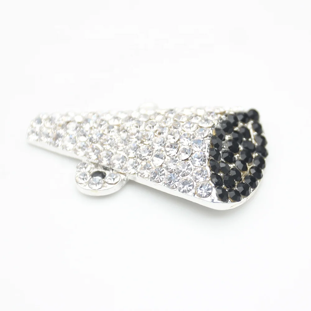 Funny Chunky Rhinestone Crystal Enamel Cheerleader Cheer Megaphone Toggle Pendant for Necklace