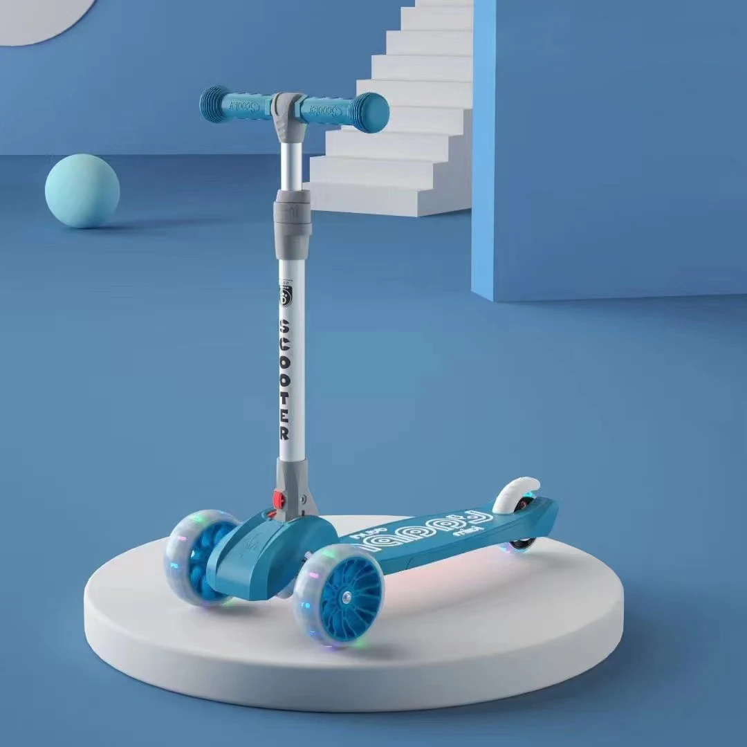 One Click Folding Flash Wheel for Boys and Girls Aged 1-8, Scooter Slide with Four Gear Adjustment