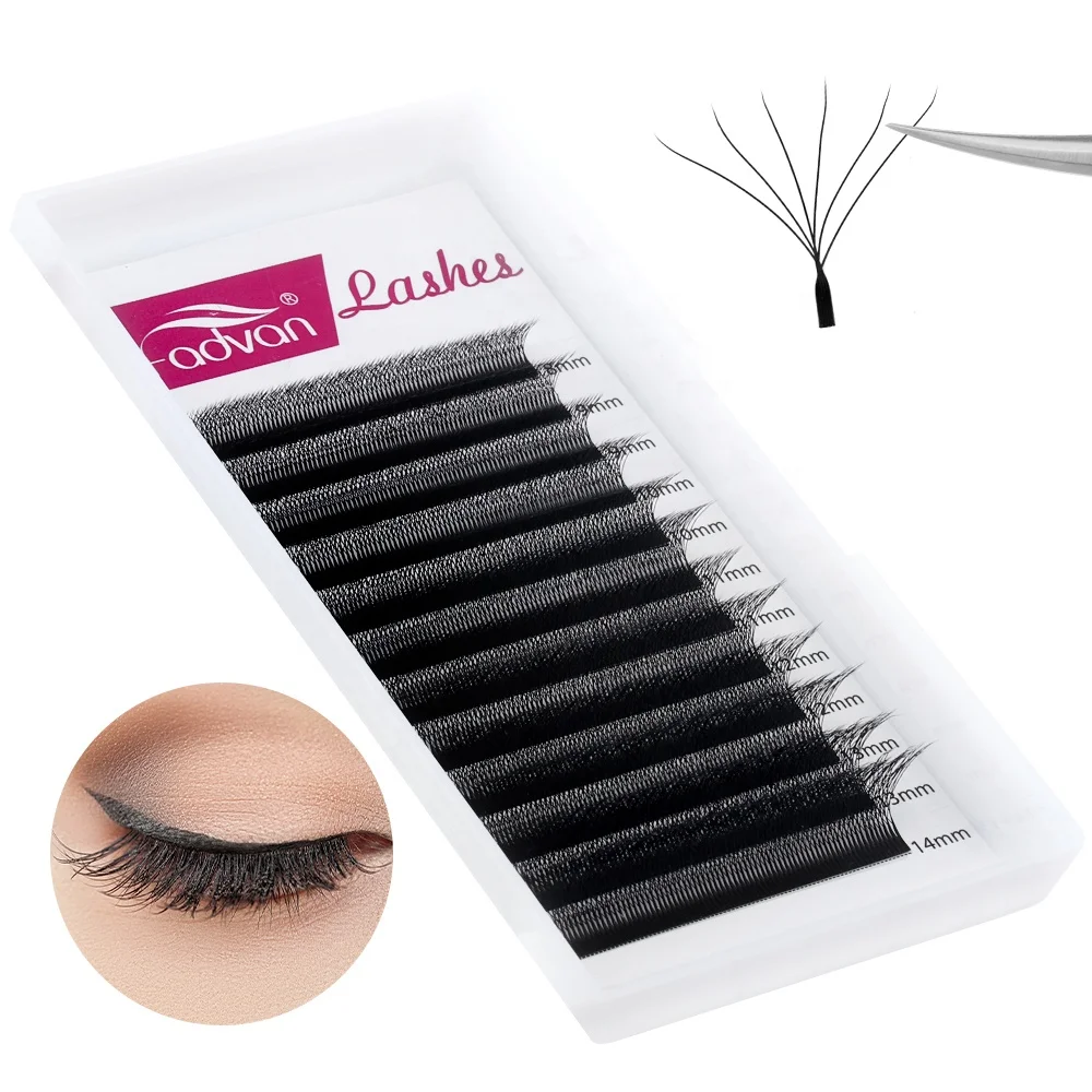 0.07 Y Lashes Eyelash Extension Wholesale 2D Promade Volume Fans Silk Faux Mink YY Shape Lash Extension w lash extension 6d Tray