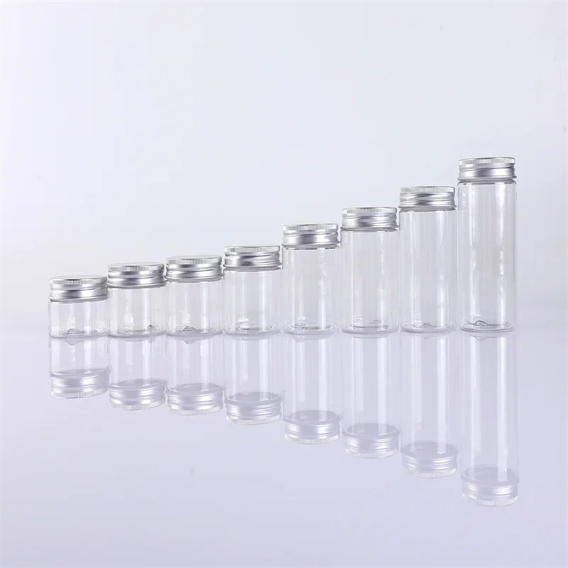 wholesale empty transparent pet plastic cosmetic custom skin cream jar with white lid