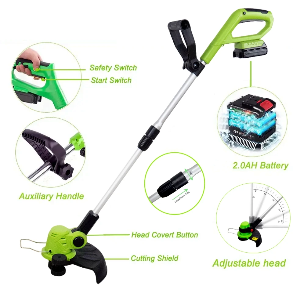 Electric Battery Powered Grass Trimmer With Grass Cutter Blade 20V 18V High Speed String Power Trimmer Brush Cutter