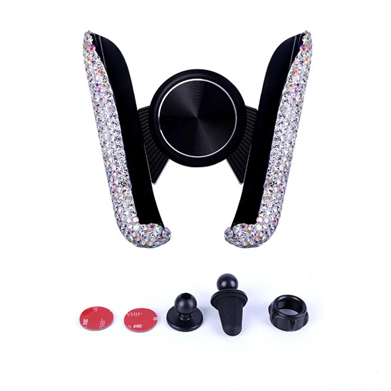Crystal Diamond Universal Car Phone Holder Bling Rhinestone Car Air Vent Mount Stand Mobile Phone Holder For iPhone Samsung