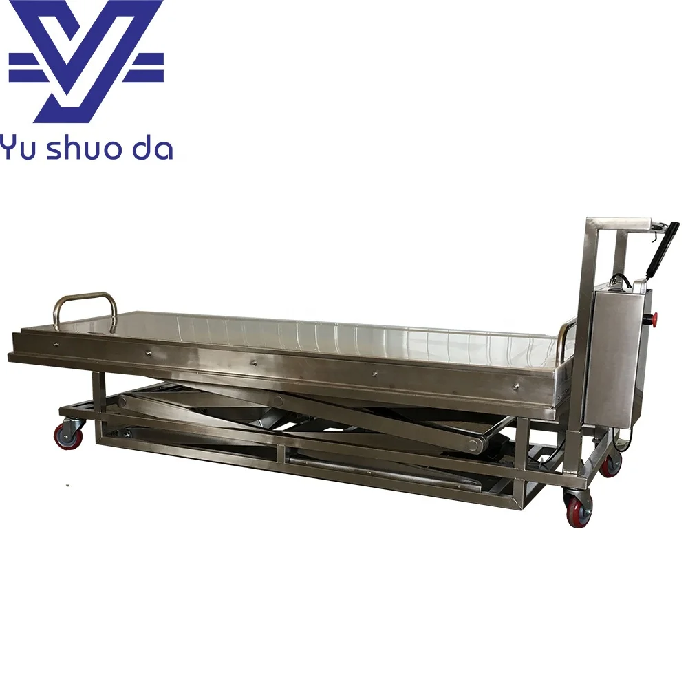 Surgical equipment electric hydraulic mortuary cart with lift system